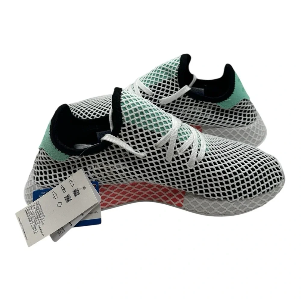 Adidas Deerupt‎ Runner Running Shoes Mens 11.5 Black/Green/White Sneakers B28076